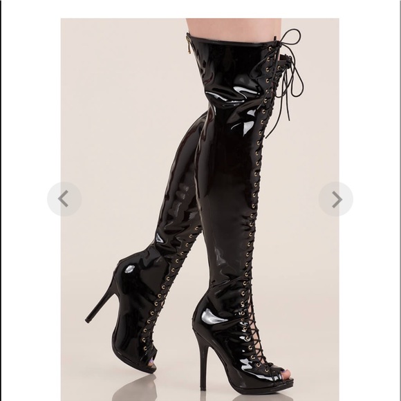 black thigh high boots size 11